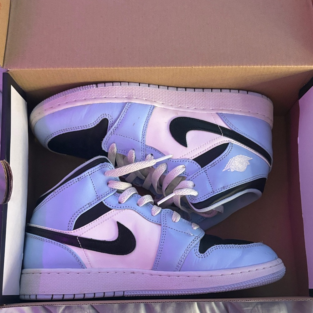 Nike Air Jordan 1 Mid Light Blue and Black